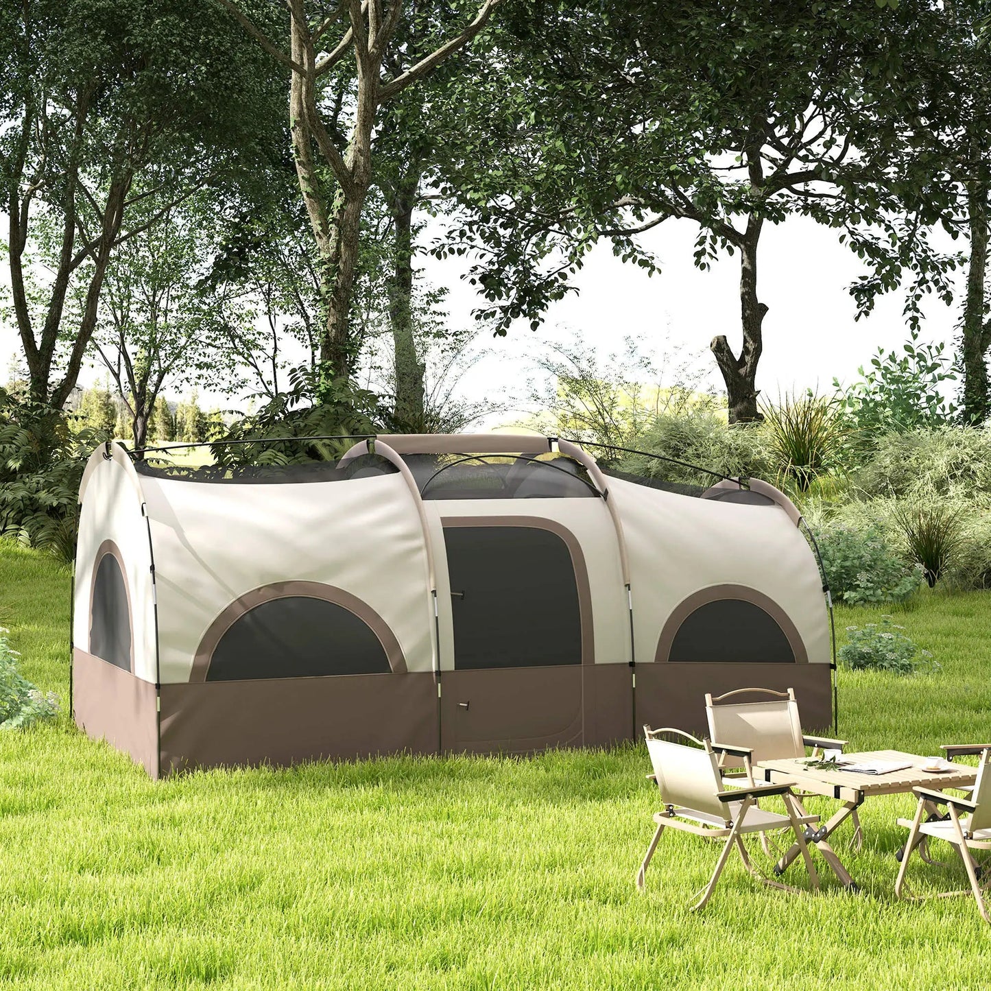 Spacious 3-Room Family Camping Tent – Waterproof 4-6 Person Cabin Shelter with UV Protection Munipo