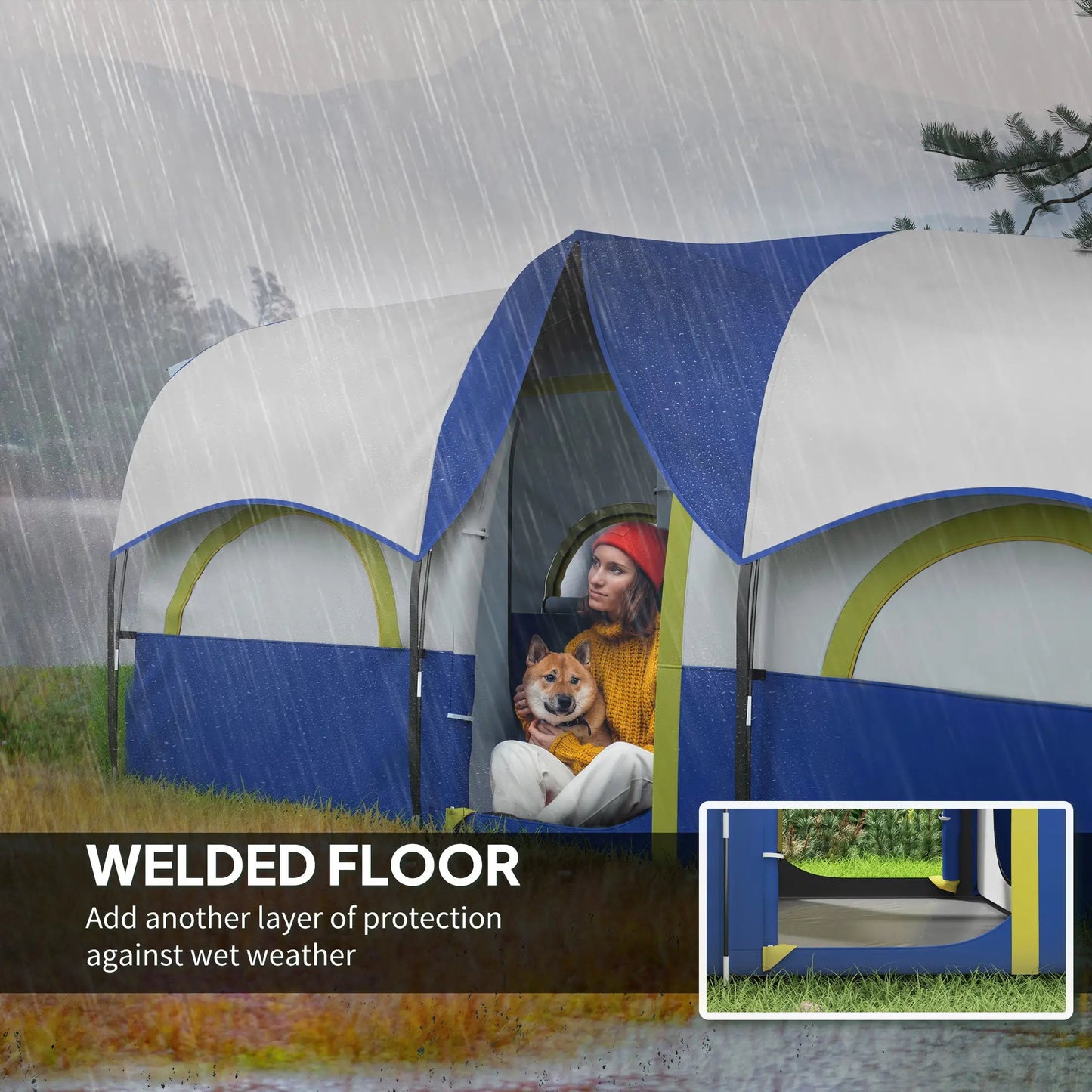 Spacious 3-Room Family Camping Tent – Waterproof 4-6 Person Cabin Shelter with UV Protection Munipo