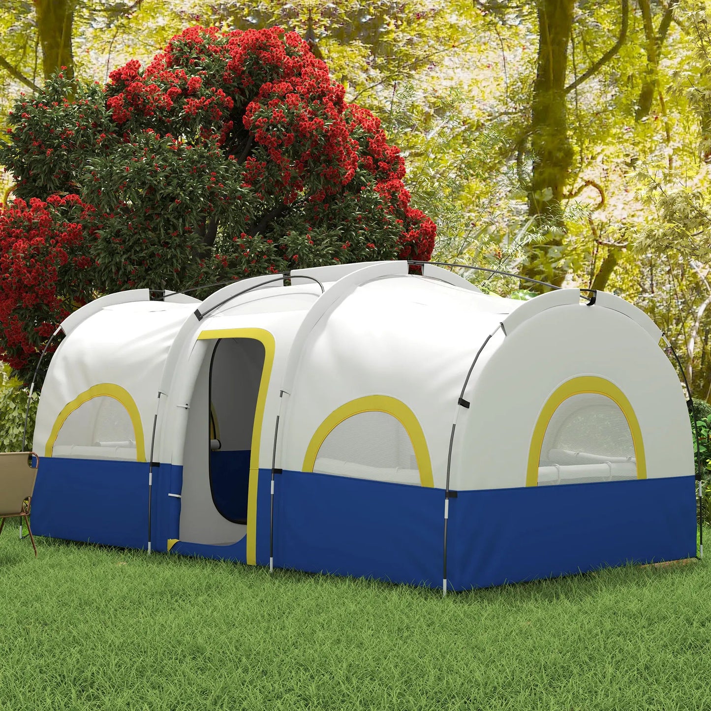 Spacious 3-Room Family Camping Tent – Waterproof 4-6 Person Cabin Shelter with UV Protection Munipo