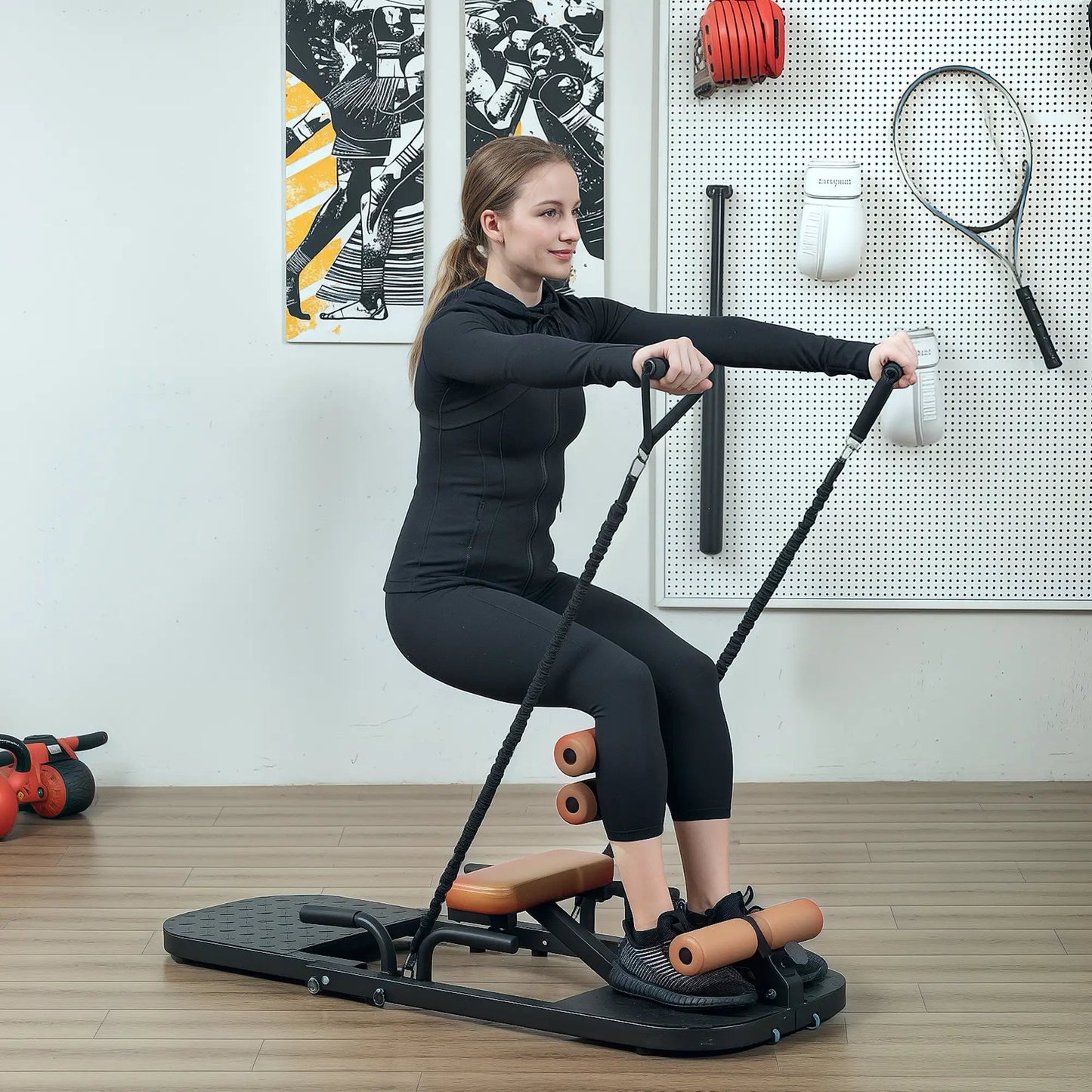 Foldable Sissy Squat & Hip Thrust Machine - Multipurpose Workout Equipment for Home Gym Aosom