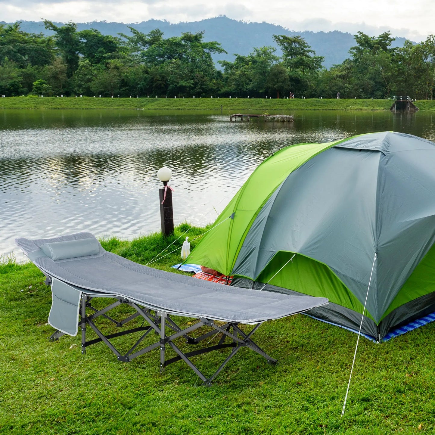 Folding Camping Cot with Mattress & Pillow – Heavy-Duty Portable Bed for Adults Munipo