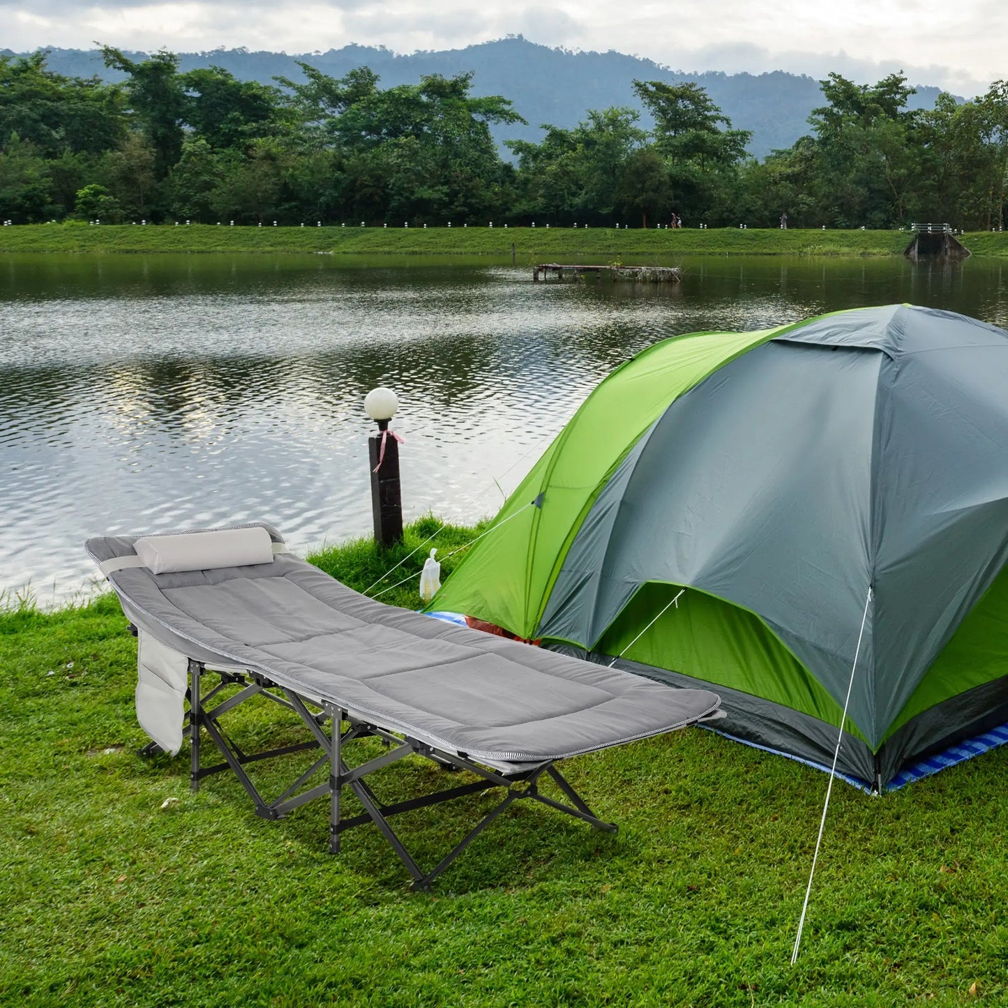 Folding Camping Cot with Mattress & Pillow – Heavy-Duty Portable Bed for Adults Munipo