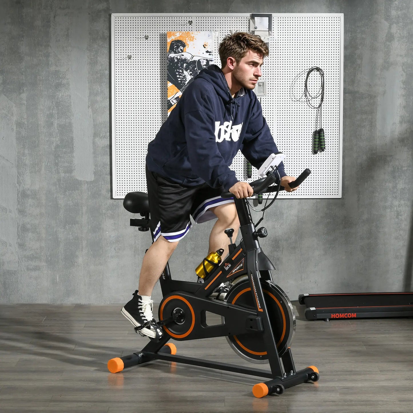Upright Cardio Exercise Bike with Adjustable Resistance and LCD Display Aosom