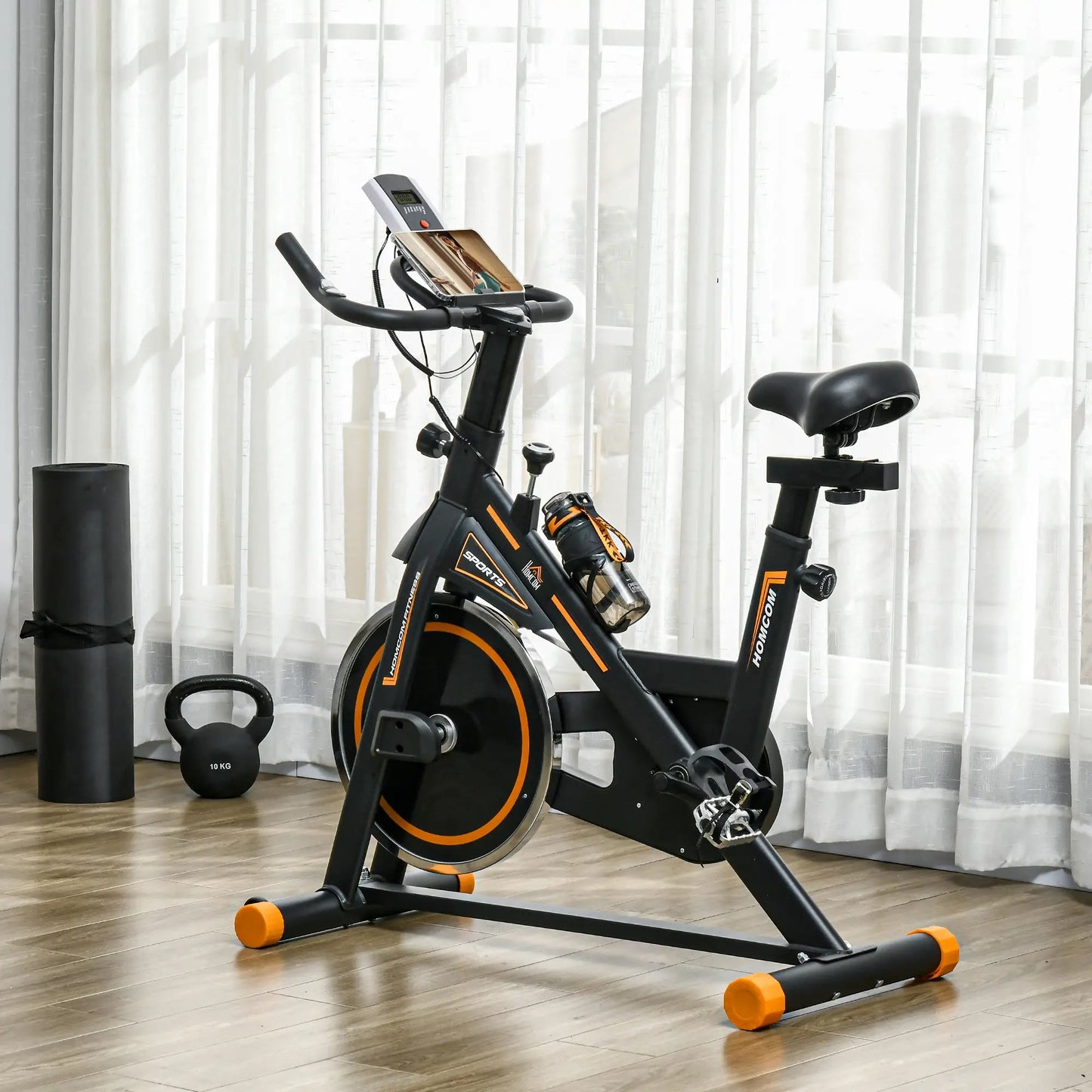 Upright Cardio Exercise Bike with Adjustable Resistance and LCD Display Aosom