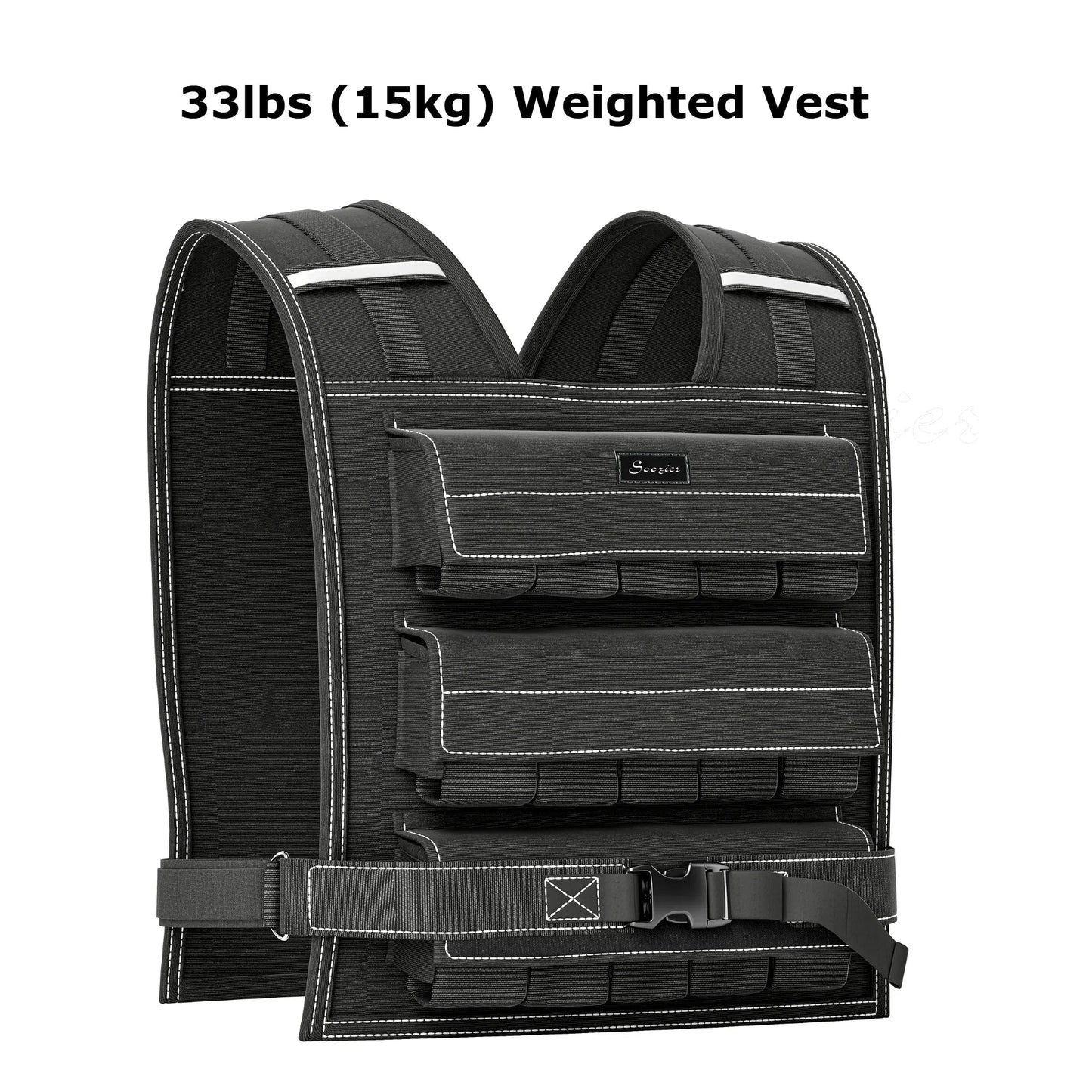 Weighted Vest for Running & Strength Training – 33lbs or 44lbs with Reflective Strips for Men & Women Aosom