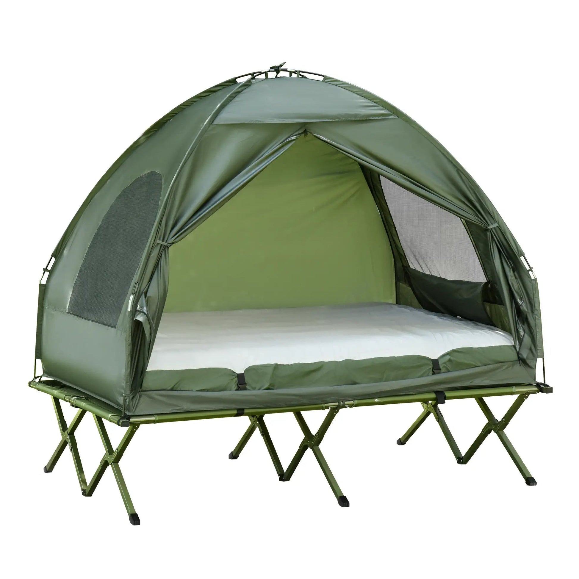 All-in-One Portable Camping Tent Cot with Air Mattress & Pump – Elevated 2-Person Shelter for Outdoor Adventures Munipo