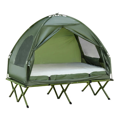 All-in-One Portable Camping Tent Cot with Air Mattress & Pump – Elevated 2-Person Shelter for Outdoor Adventures Munipo