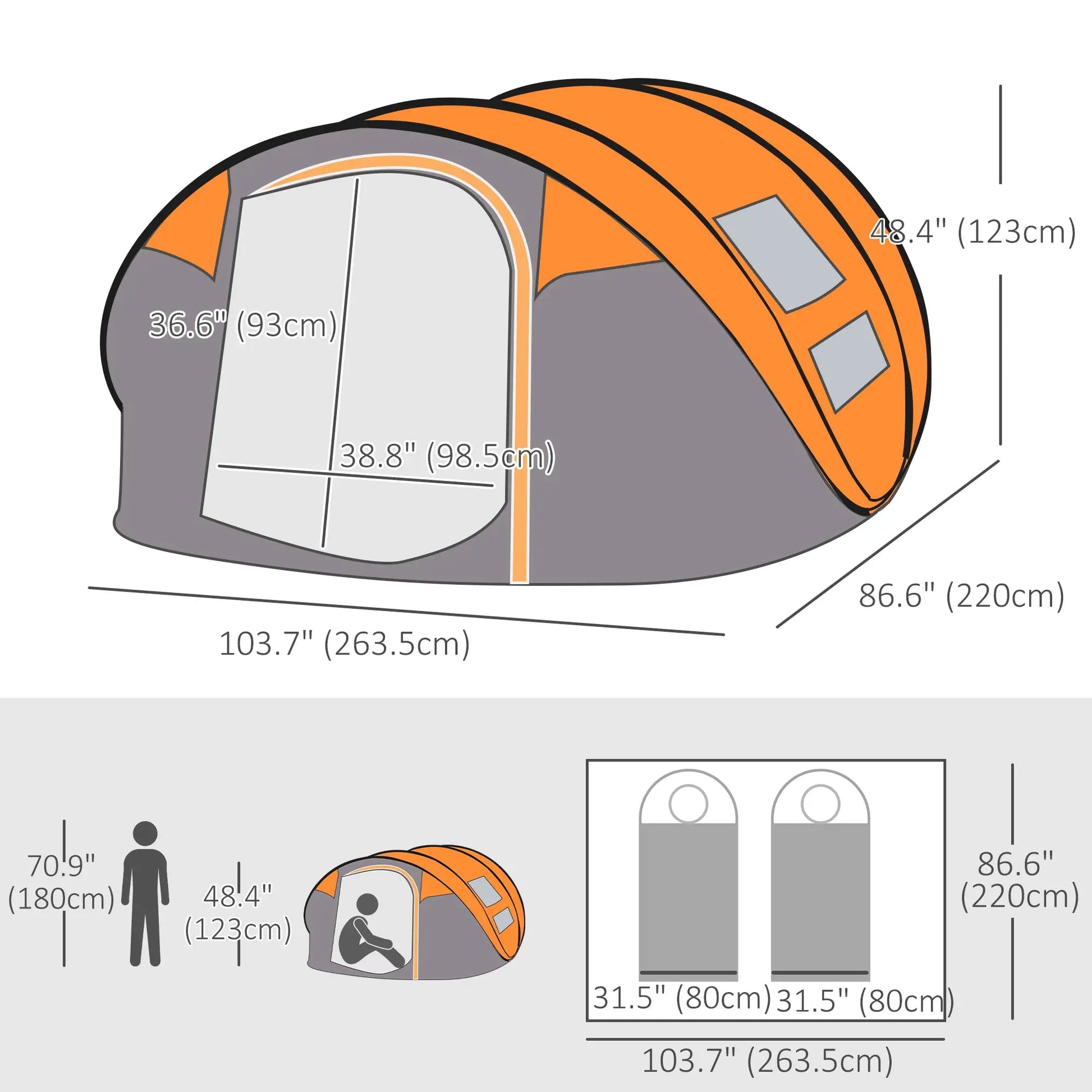 5-Person Automatic Pop-Up Camping Tent with Windows & Carry Bag – Quick Setup for Outdoor Adventures Munipo