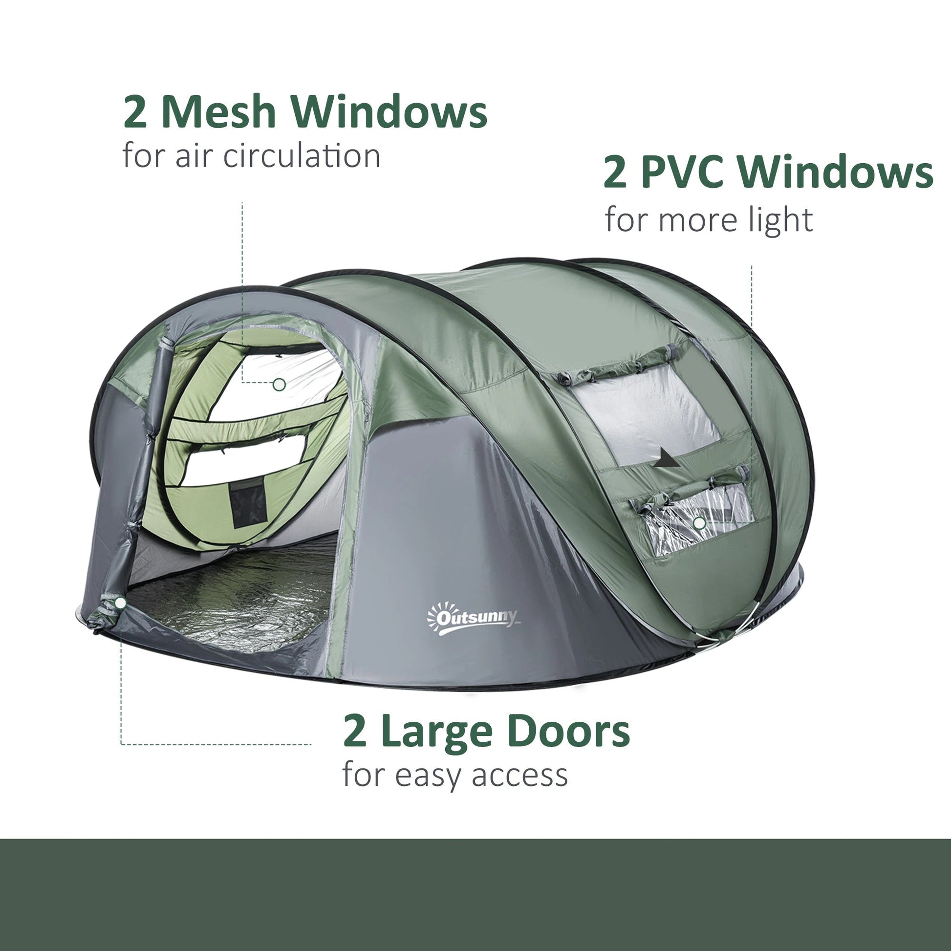 5-Person Automatic Pop-Up Camping Tent with Windows & Carry Bag – Quick Setup for Outdoor Adventures Munipo