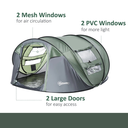 5-Person Automatic Pop-Up Camping Tent with Windows & Carry Bag – Quick Setup for Outdoor Adventures Munipo