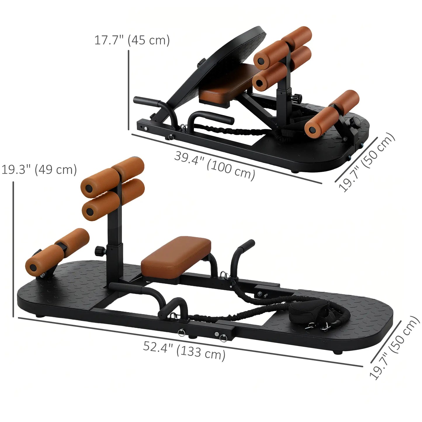 Foldable Sissy Squat & Hip Thrust Machine - Multipurpose Workout Equipment for Home Gym Aosom