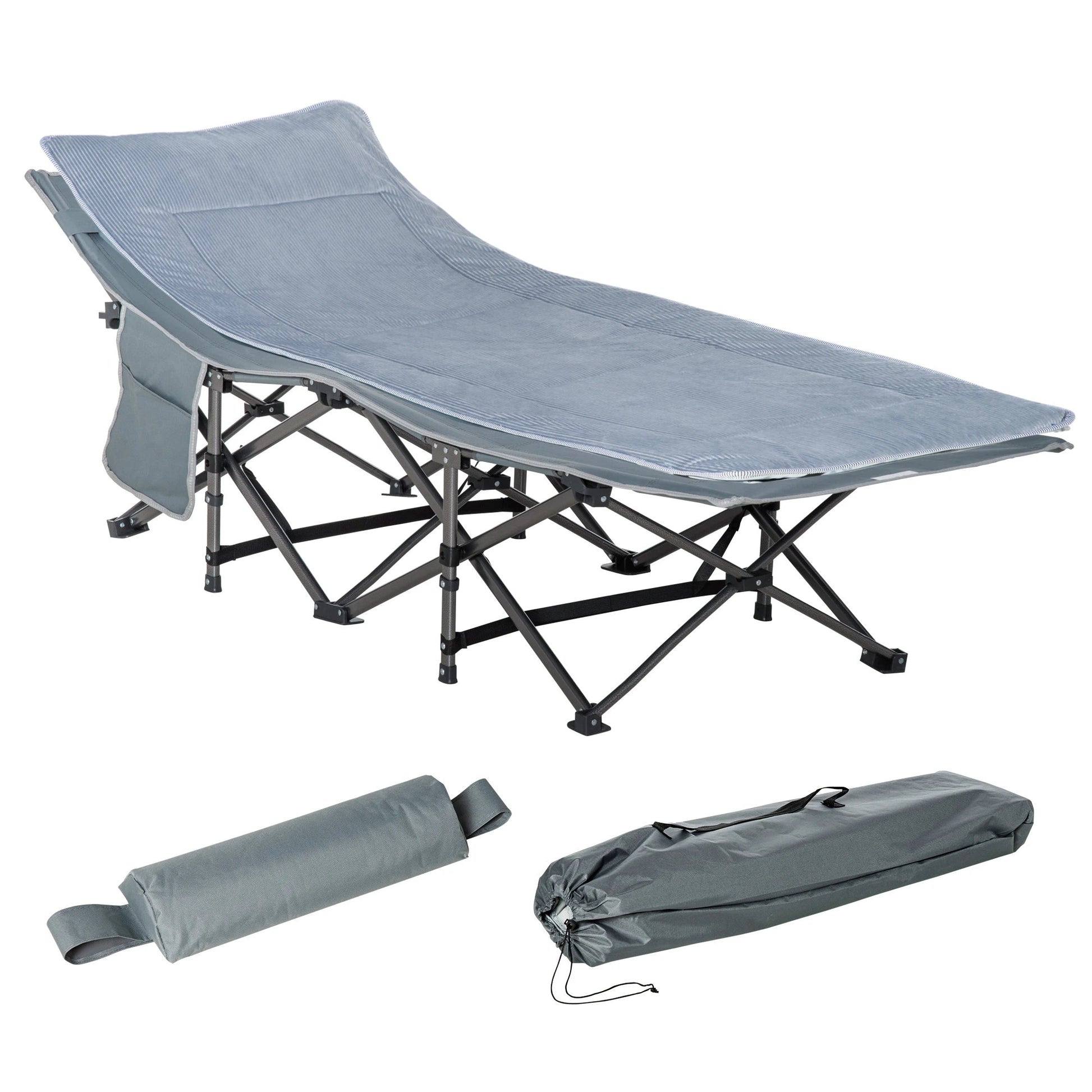 Folding Camping Cot with Mattress & Pillow – Heavy-Duty Portable Bed for Adults Munipo