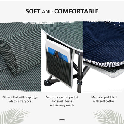 Folding Camping Cot with Mattress & Pillow – Heavy-Duty Portable Bed for Adults Munipo