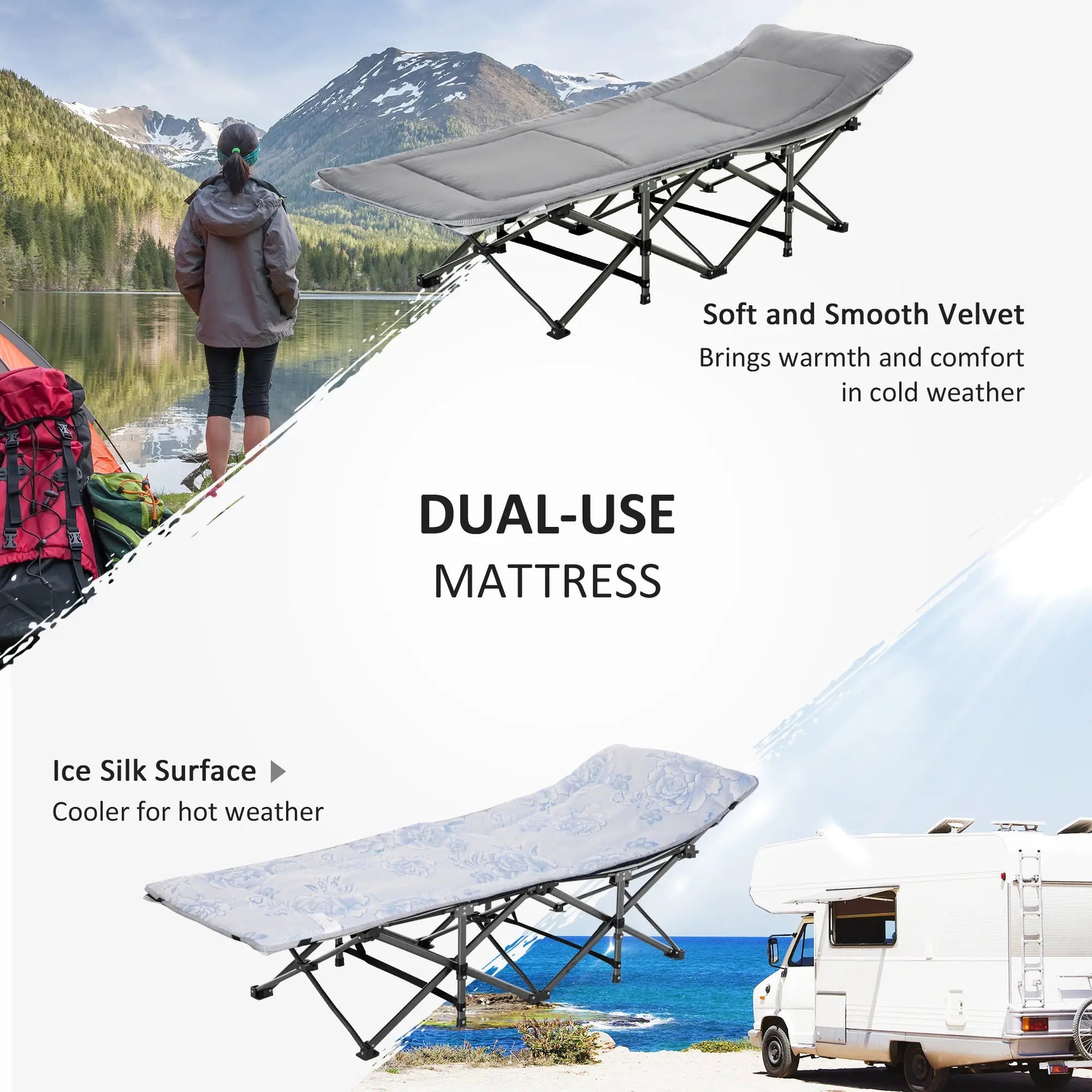 Folding Camping Cot with Mattress & Pillow – Heavy-Duty Portable Bed for Adults Munipo