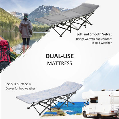 Folding Camping Cot with Mattress & Pillow – Heavy-Duty Portable Bed for Adults Munipo