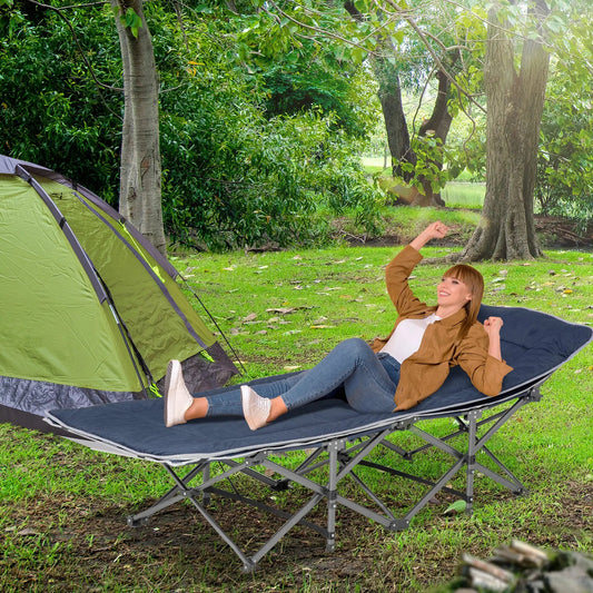 Folding Camping Cot with Mattress & Pillow – Heavy-Duty Portable Bed for Adults Munipo