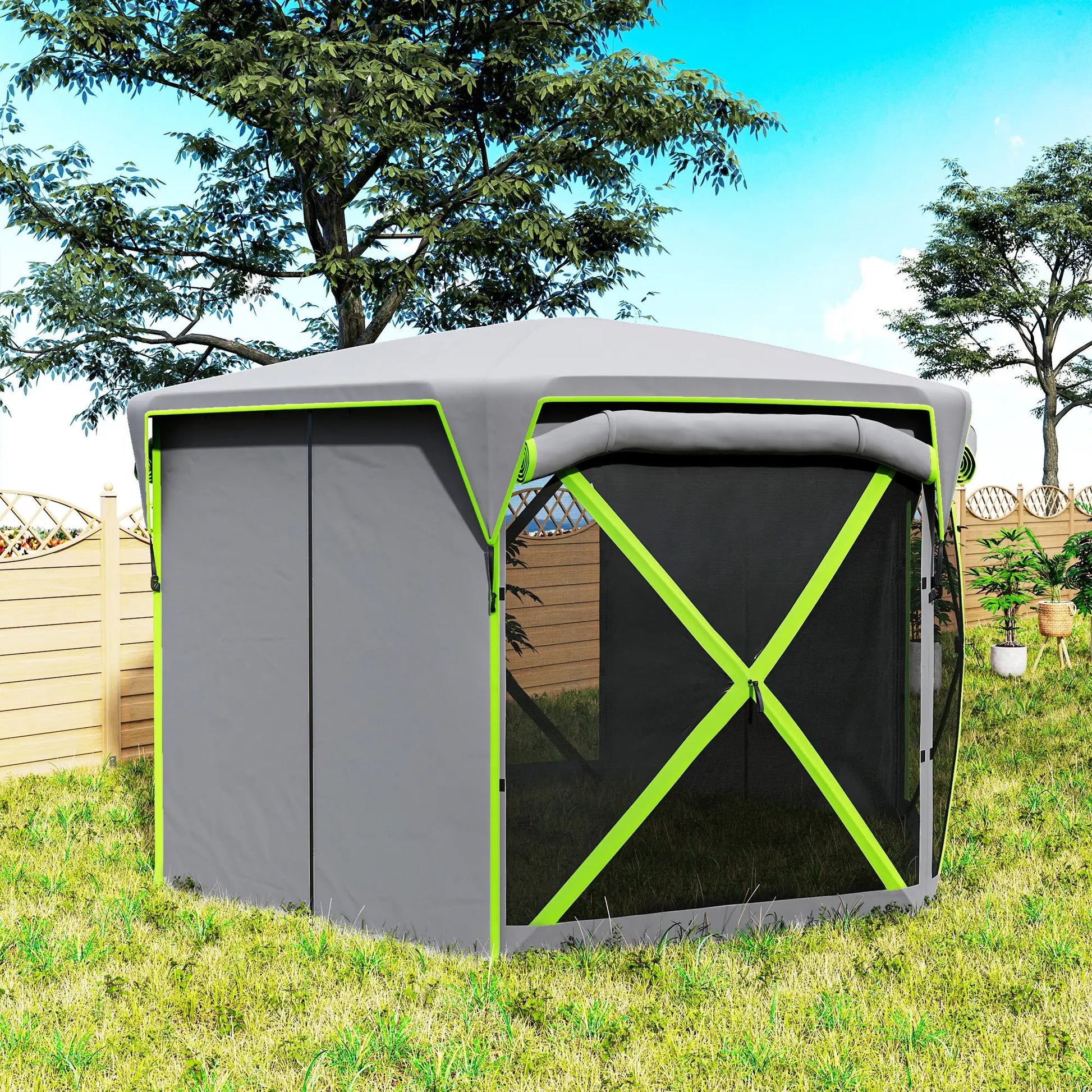 Pop-Up Gazebo with Removable Roof and Mesh Wind Panels 11x11ft  – Portable Camping Tent Munipo