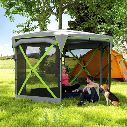 Pop-Up Gazebo with Removable Roof and Mesh Wind Panels 11x11ft  – Portable Camping Tent Munipo