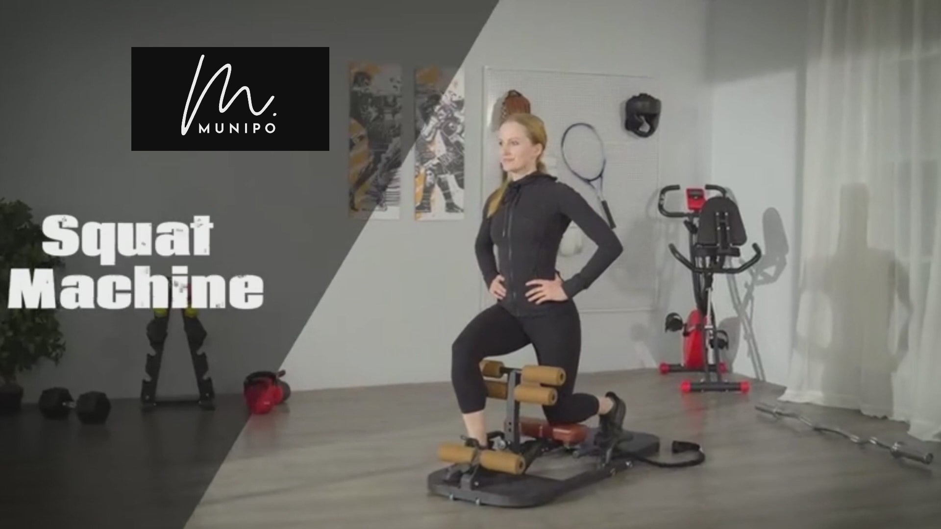 Load video: Video showing using Foldable Glute &amp; Squat Machine at home or garage